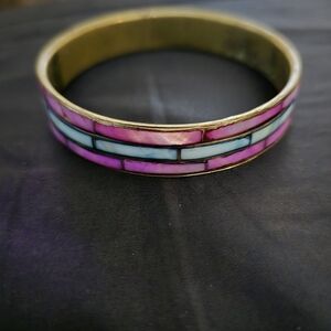 Brass and shell bracelet